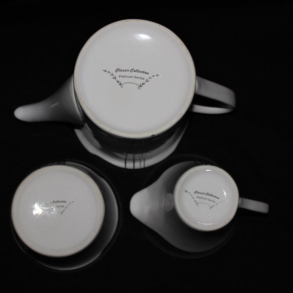 Classic Collection Platinum Series Tea Set | Teapot Sugar Bowl Creamer - Picture 6 of 8